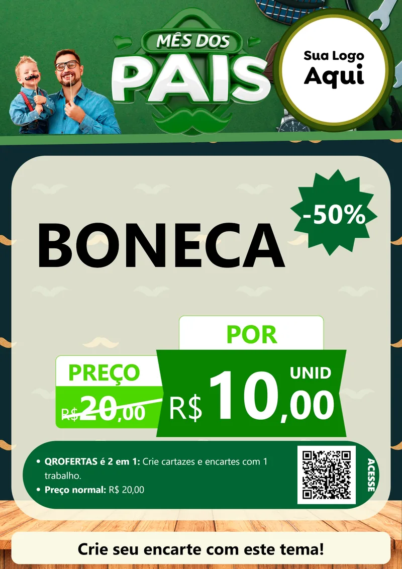Modelo de Cartaz para Cartaz A4 Vertical com o tema Mês dos Pais para Brinquedos