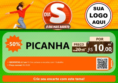 Modelo de Cartaz para Cartaz A4 Horizontal com o tema Dia S - O Dia Mais Barato para Açougue