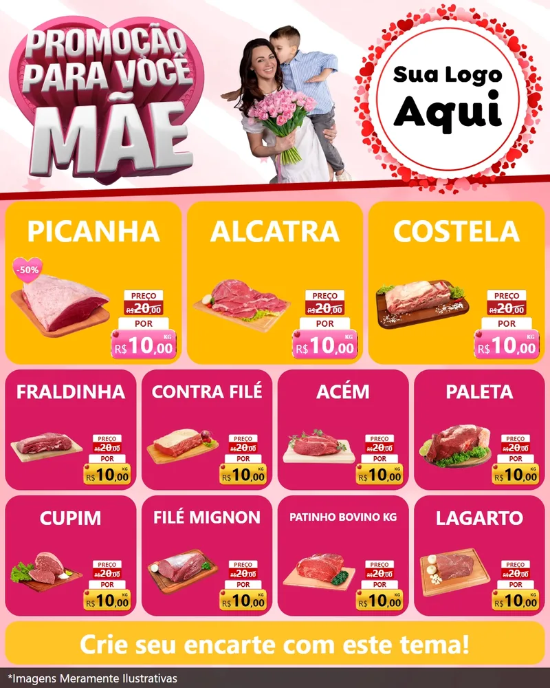 Modelo de Rede Social para Feed Instagram com o tema Promoção Para Você Mãe para Açougue