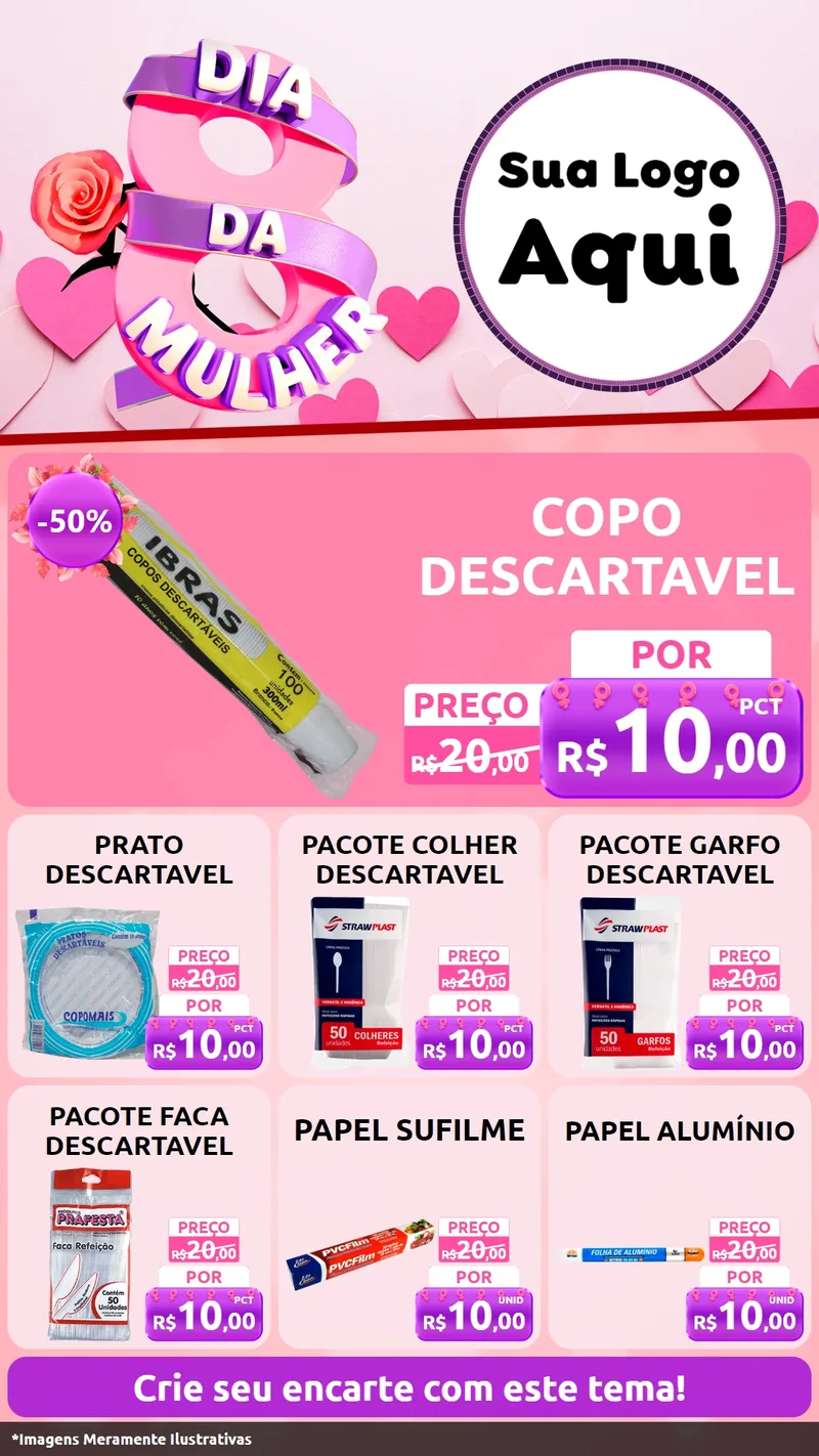 Modelo de Rede Social para Stories com o tema Dia da Mulher para Embalagens