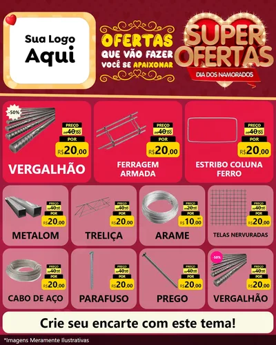 Modelo de Rede Social para Feed Instagram com o tema Dia dos Namorados para Ferragens