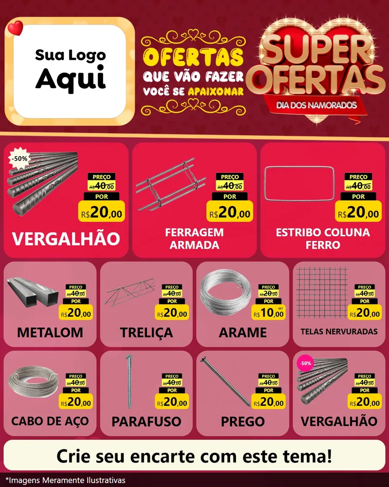 Modelo de Rede Social para Feed Instagram com o tema Dia dos Namorados para Ferragens