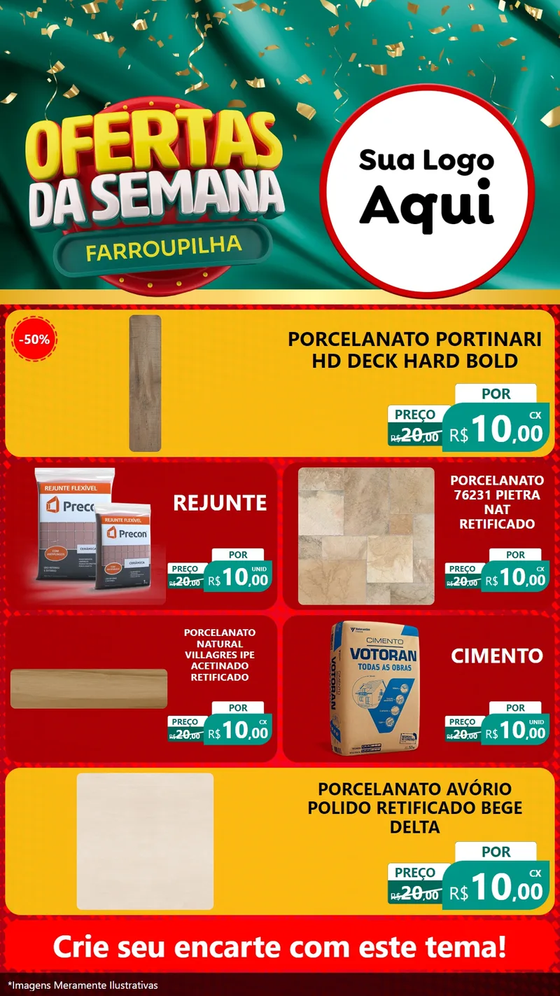 Modelo de TV para TV Vertical com o tema Ofertas da Semana Farroupilha para Pisos e revestimentos