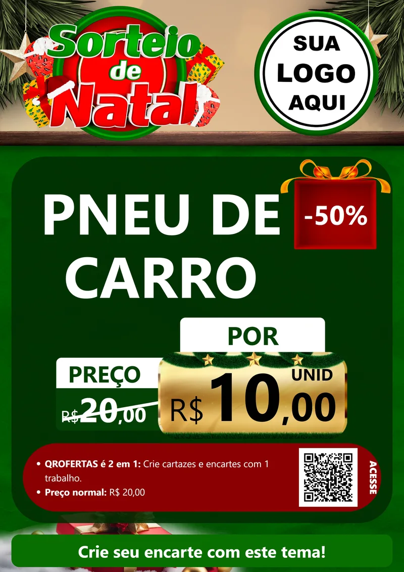 Modelo de Cartaz para Cartaz A4 Vertical com o tema Sorteio de Natal para Auto peças