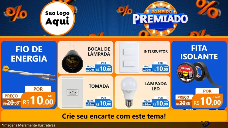 Modelo de TV para TV Horizontal com o tema Janeiro Premiado para Materiais Elétricos
