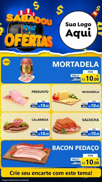 Modelo de TV para TV Vertical com o tema Sabadou de Ofertas para Frios e Laticínios