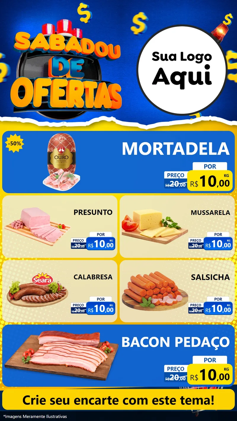 Modelo de TV para TV Vertical com o tema Sabadou de Ofertas para Frios e Laticínios