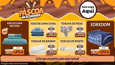 Modelo de TV para TV Horizontal com o tema Páscoa da Economia para Cama, Mesa e Banho