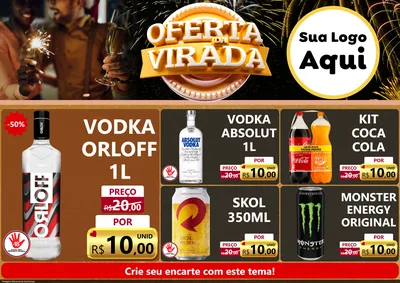 Modelo de Encarte para Encarte A4 Horizontal com o tema Oferta da Virada para Distribuidora de bebidas
