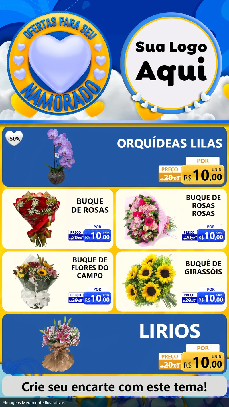 Modelo de TV para TV Vertical com o tema Ofertas Para Seu Namorado para Floricultura e jardim