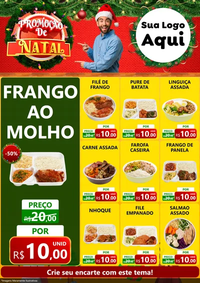 Modelo de Encarte para Encarte A4 Vertical com o tema Promoção de Natal para Restaurante