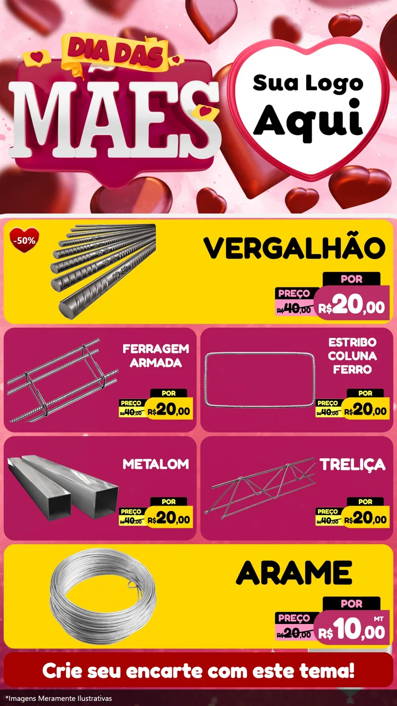 Modelo de TV para TV Vertical com o tema Dia Das Mães para Ferragens