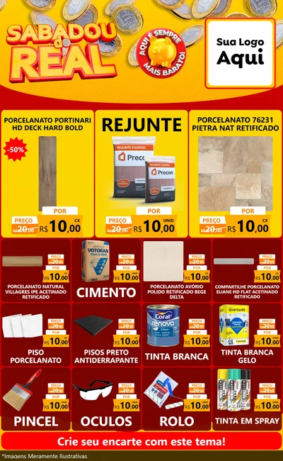 Modelo de Encarte para Encarte Grande com o tema Sabadou do Real para Pisos e revestimentos