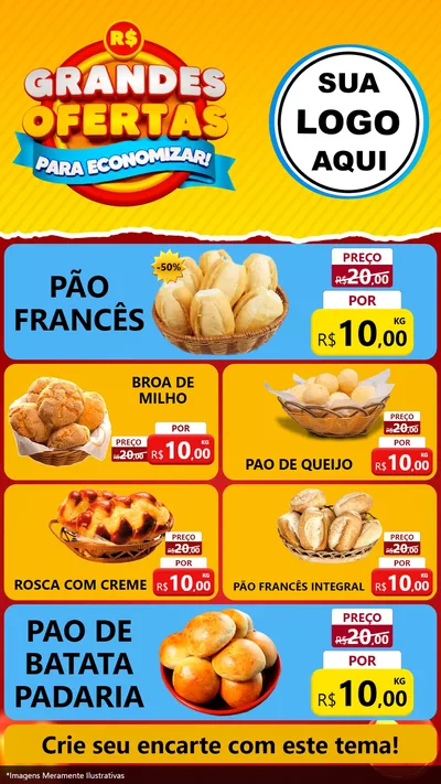 Modelo de TV para TV Vertical com o tema Grandes Ofertas Para Economizar! para Padaria