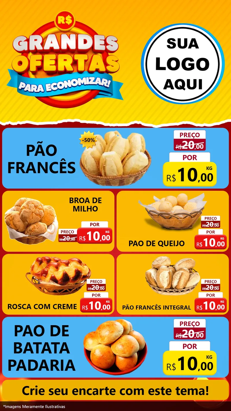 Modelo de TV para TV Vertical com o tema Grandes Ofertas Para Economizar! para Padaria
