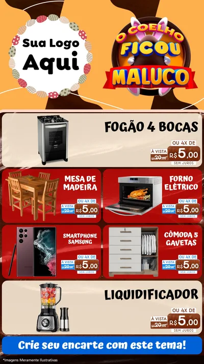 Modelo de TV para TV Vertical com o tema O Coelho Ficou Maluco - Páscoa para Móveis e Eletro