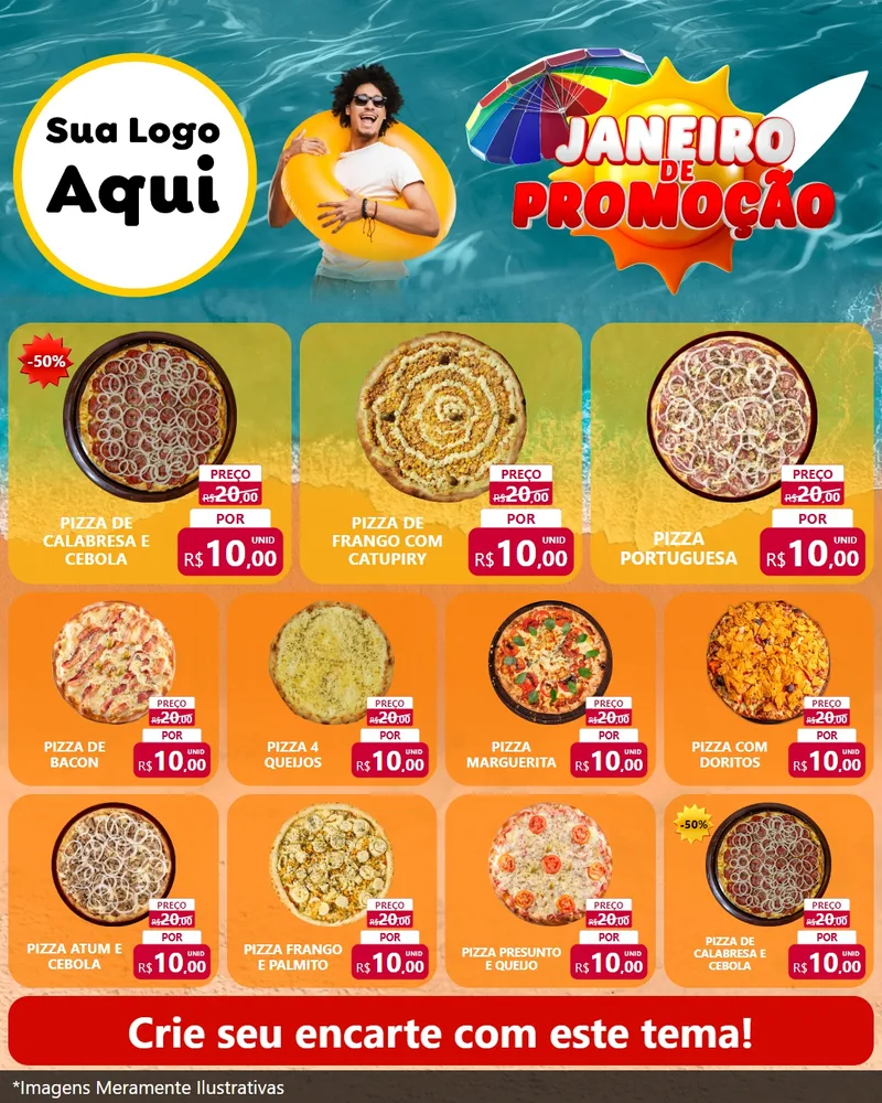 Modelo de Rede Social para Feed Instagram com o tema Janeiro de Promoção para Pizzaria