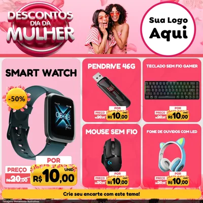Modelo de Rede Social para Feed Facebook com o tema Descontos Dia da Mulher para Informática