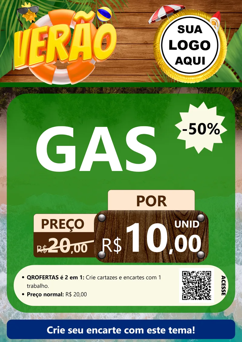 Modelo de Cartaz para Cartaz A4 Vertical com o tema Verão para Água e gás