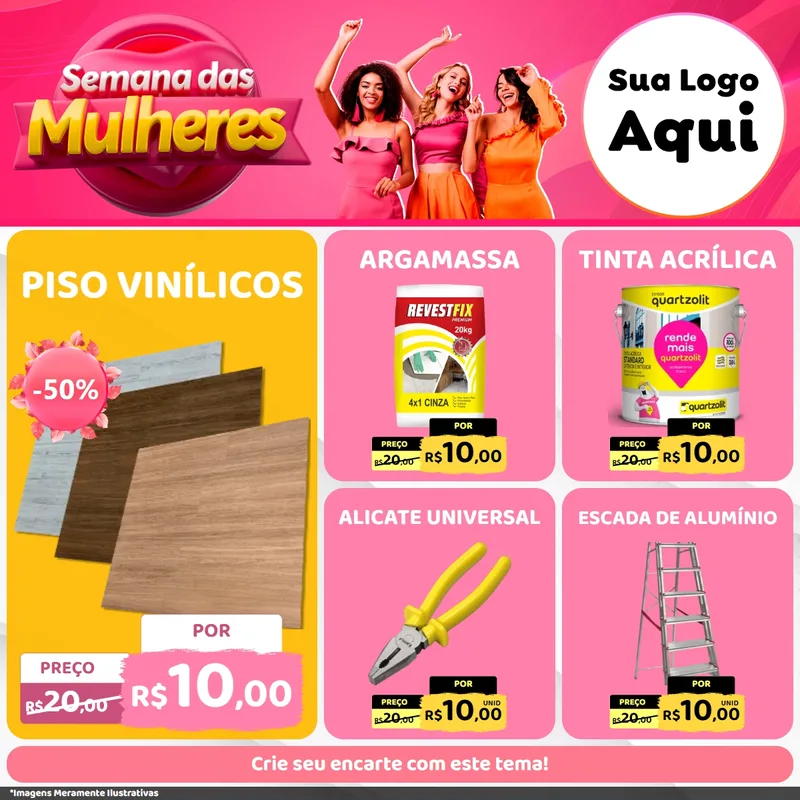 Modelo de Rede Social para Feed Facebook com o tema Semana das Mulheres para Material para Construção