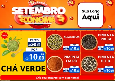 Modelo de Encarte para Encarte A4 Horizontal com o tema Operação Setembro Com Muita Economia para Produtos Naturais