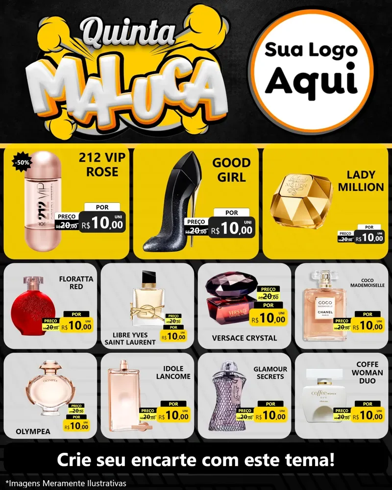 Modelo de Rede Social para Feed Instagram com o tema Quinta Maluca para Perfumes