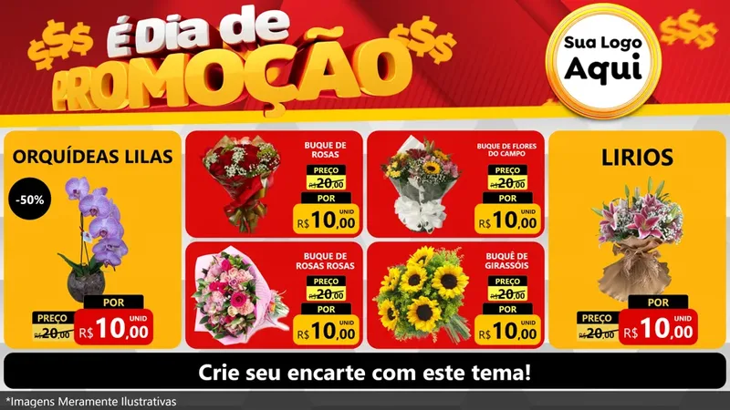 Modelo de TV para TV Horizontal com o tema É Dia De Promoção para Floricultura e jardim