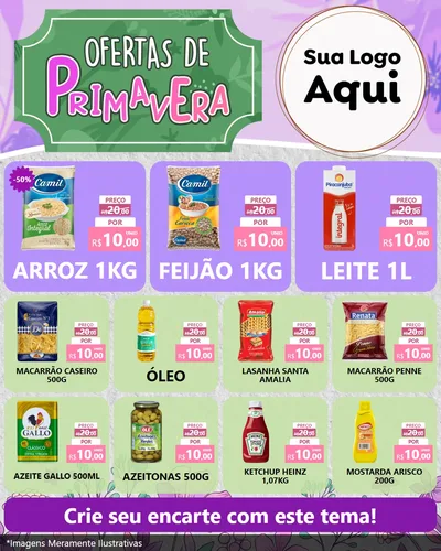 Modelo de Rede Social para Feed Instagram com o tema Ofertas de Primavera para Supermercado