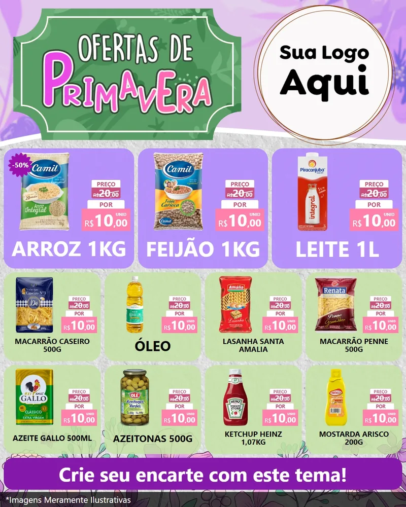 Modelo de Rede Social para Feed Instagram com o tema Ofertas de Primavera para Supermercado