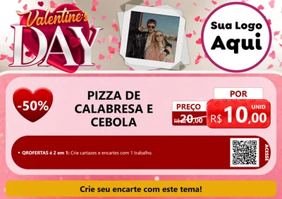 Modelo de Cartaz para Cartaz A4 Horizontal com o tema Valentine's Day para Pizzaria