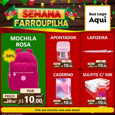 Modelo de Rede Social para Feed Facebook com o tema Semana Farroupilha para Papelaria