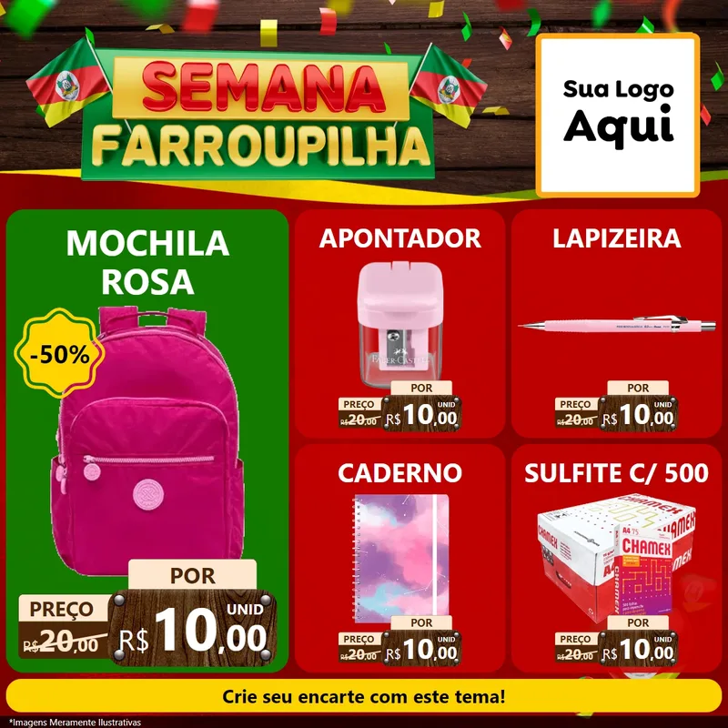 Modelo de Rede Social para Feed Facebook com o tema Semana Farroupilha para Papelaria