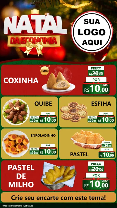 Modelo de TV para TV Vertical com o tema Natal da Economia para Salgadaria