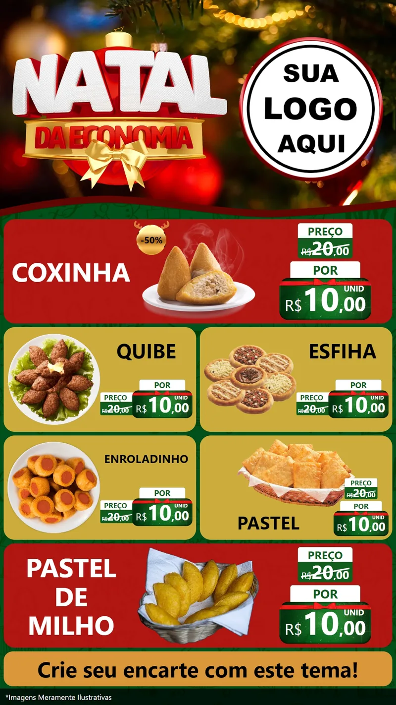 Modelo de TV para TV Vertical com o tema Natal da Economia para Salgadaria