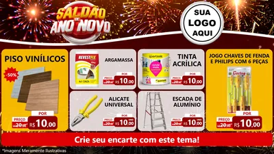 Modelo de TV para TV Horizontal com o tema Saldão de Ano Novo para Material para Construção