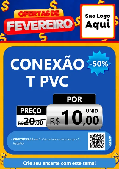 Modelo de Cartaz para Cartaz A4 Vertical com o tema Ofertas de Fevereiro para Tubos e conexões