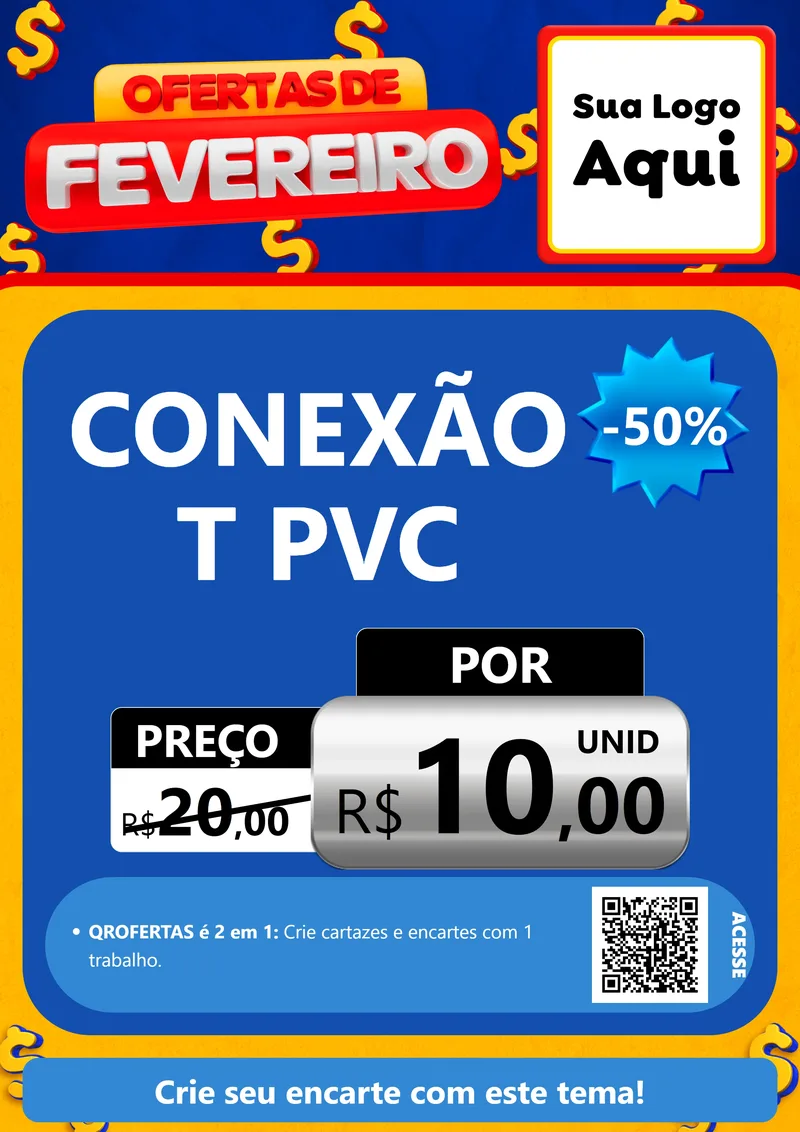 Modelo de Cartaz para Cartaz A4 Vertical com o tema Ofertas de Fevereiro para Tubos e conexões