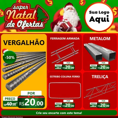 Modelo de Rede Social para Feed Facebook com o tema Super Natal de Ofertas para Ferragens