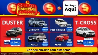 Modelo de TV para TV Horizontal com o tema Ofertas Especiais de Agosto para Concessionaria de Carros