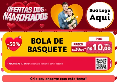 Modelo de Cartaz para Cartaz A4 Horizontal com o tema Ofertas Dos Namorados para Artigos Esportivos