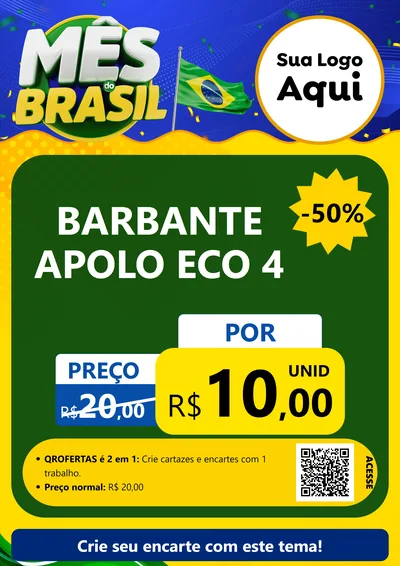 Modelo de Cartaz para Cartaz A4 Vertical com o tema Mês do Brasil para Armarinho e Aviamentos