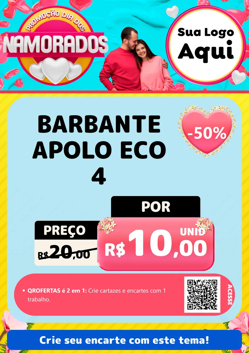 Modelo de Cartaz para Cartaz A4 Vertical com o tema Promoção Dia dos Namorados para Armarinho e Aviamentos