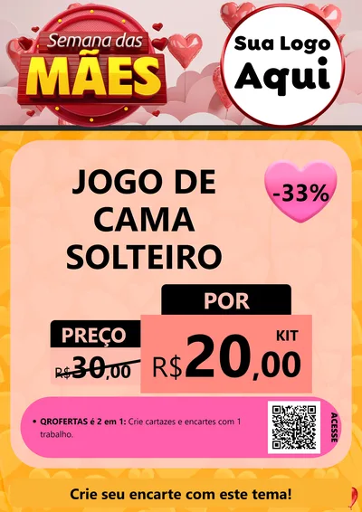 Modelo de Cartaz para Cartaz A4 Vertical com o tema Semana das Mães para Cama, Mesa e Banho