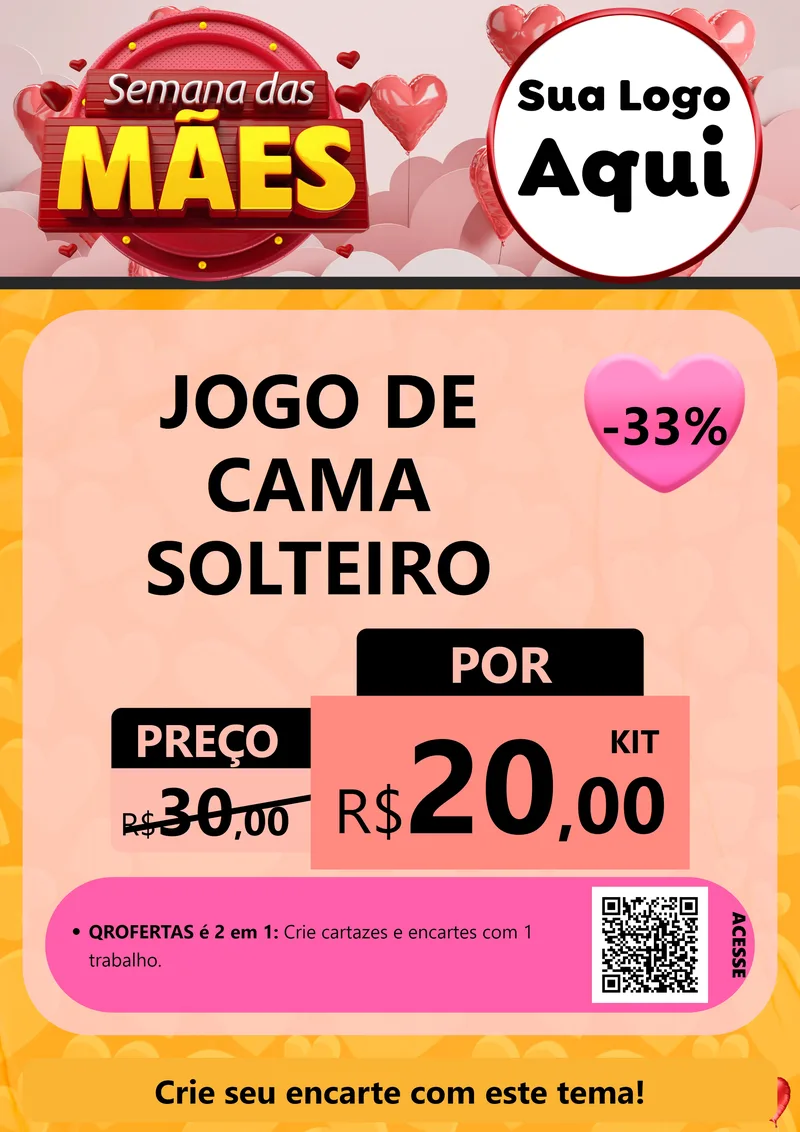 Modelo de Cartaz para Cartaz A4 Vertical com o tema Semana das Mães para Cama, Mesa e Banho