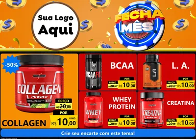 Modelo de Encarte para Encarte A4 Horizontal com o tema Fecha Mês para Suplementos alimentares