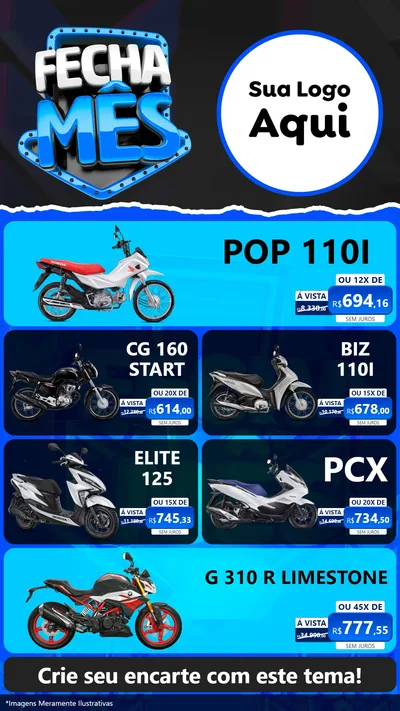 Modelo de TV para TV Vertical com o tema Fecha Mês para Concessionaria de Motos