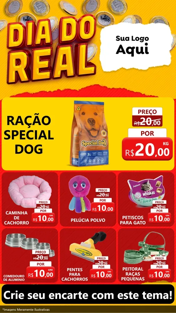 Modelo de Rede Social para Stories com o tema Dia Do Real para Pet Shop