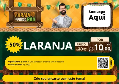 Modelo de Cartaz para Cartaz A4 Horizontal com o tema Arraiá do preço bão para Hortifrúti