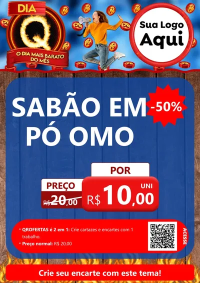 Modelo de Cartaz para Cartaz A4 Vertical com o tema Dia Q - O Dia Mais Barato Do Mês para Produtos de Limpeza
