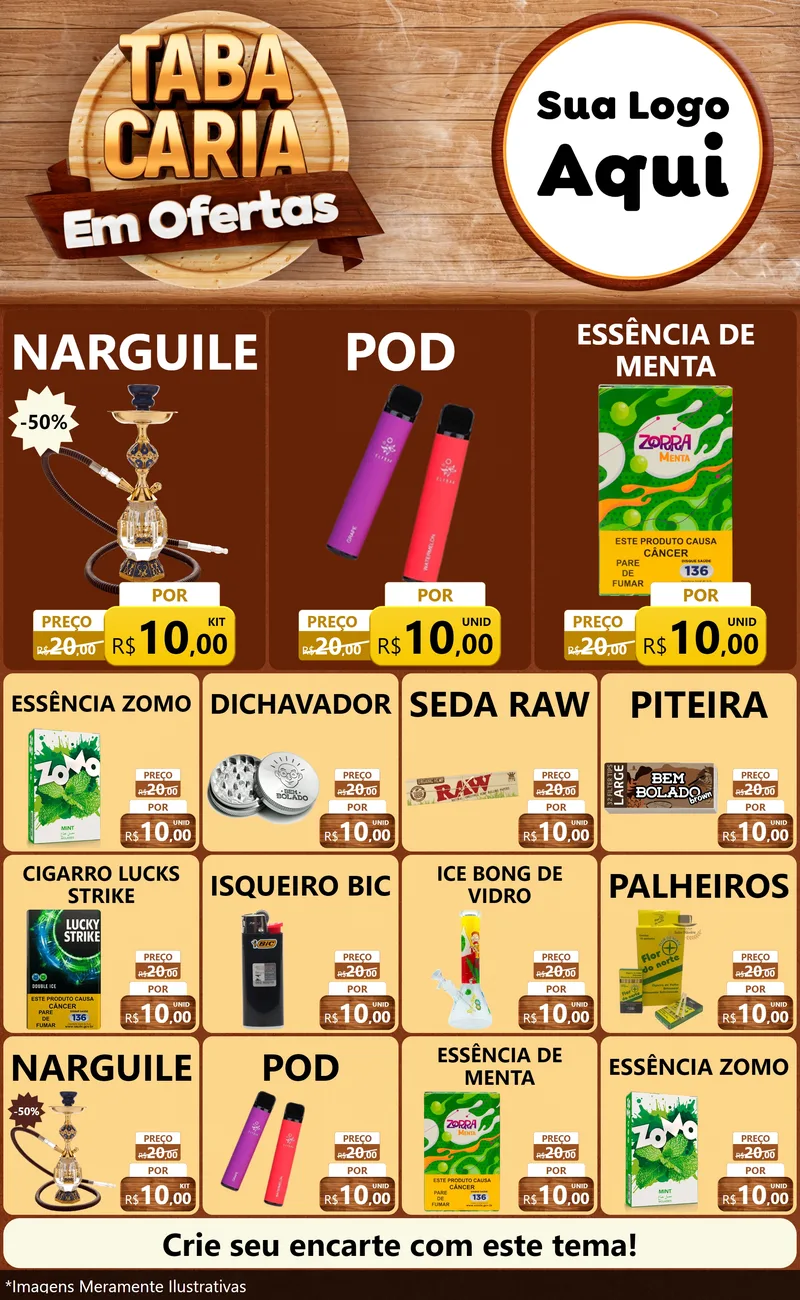 Modelo de Encarte para Encarte Grande com o tema Tabacaria em Ofertas para Tabacaria